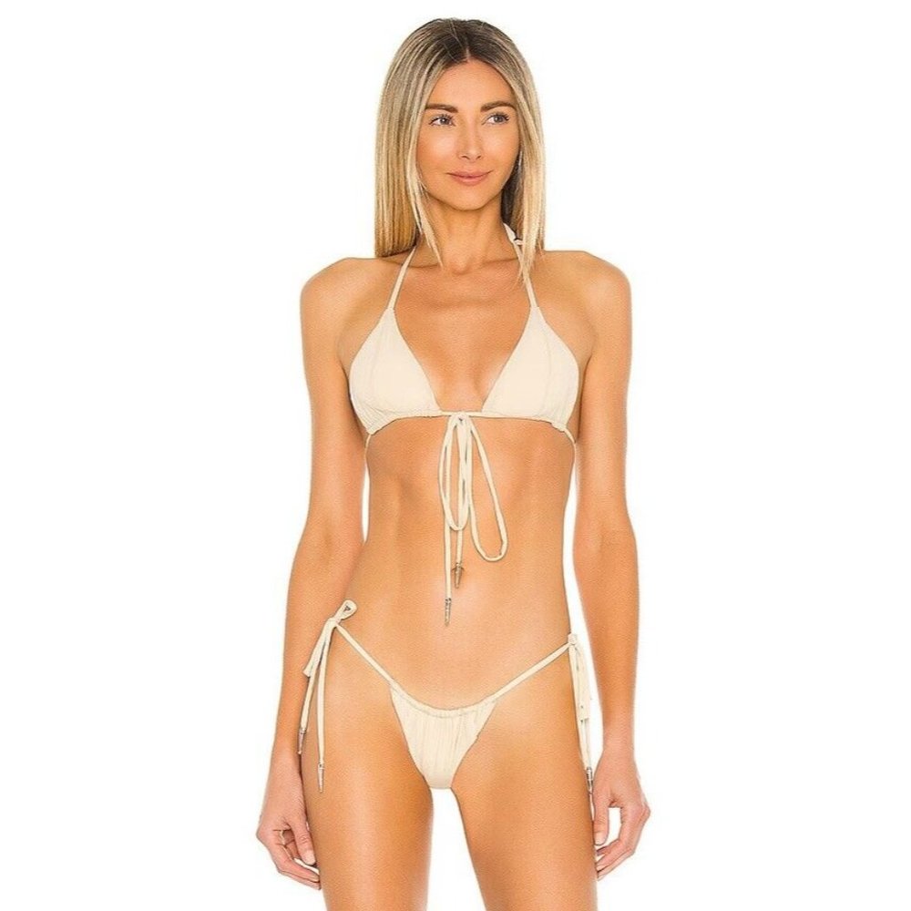 SAMI MIRO VINTAGE Open Seam String Bikini Top Nude